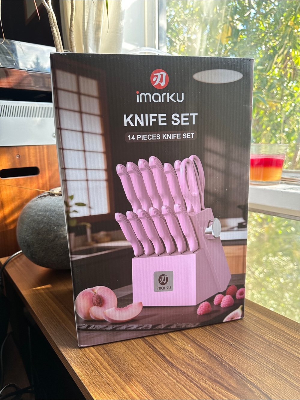 Brand New Imarku Pink Knife Set - 14-Piece Kitchen Block (gift)